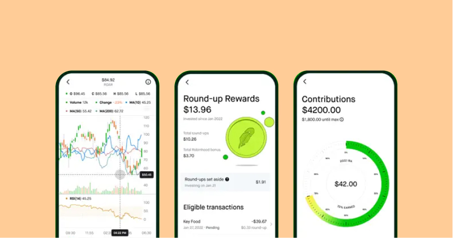 Мобильные банковские и финтех-приложения: Robinhood приложение - дизайн, скриншоты